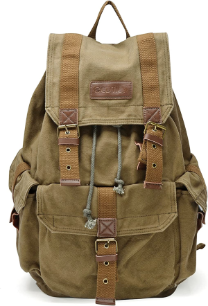 Gootium Canvas Backpack – Vintage Outdoor Rucksack Travel Day Pack