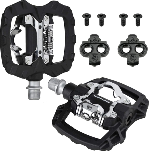 Venzo Dual Function Platform Multi-Use Compatible with Shimano SPD Mountain Bike Bicycle Sealed Clipless Pedals – Dual Platform Multi-Purpose – Great for Touring, Road, Trekking Bikes