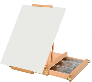 MEEDEN Studio Sketchbox Table Easel with Metal Lined Drawer – Adjustable Solid Beech Wood Tabletop Easel & Sketchbox Artist Easel with Storage, Perfect for Studio or Plein Air – Holds Canvases up to 34″ High