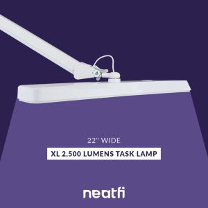 (New Model) Neatfi XL 2500 Lumens LED Task Lamp with Clamp, 24W Super Bright Desk Lamp, 162 Pcs SMD LED, 56CM Wide Lamp, Table Clamp LED Light, Eye-Caring LED Lamp (White)