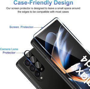 [3+2 Pack] T Tersely 9H Tempered Glass Screen Protector for Samsung Galaxy Fold 4, anti Scratch, Full Cover, Easy Install, 3 Pack Screen Protector and 2 Pack Camera Lens Protector