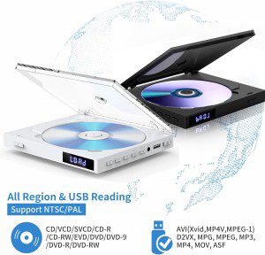 SHIWAKOTO Mini DVD Player for TV, Support Hdmi/Rca/Usb/Built-In Speaker/Cd/Dvd, All Region Free Small Compact Disc Player