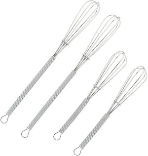 Wingsflying 4 Pack Mini Wire Kitchen Whisks Small Egg Whisk Gravy Sauce Mini Whisk Silver-Each of 2PCS 5 Inches and 7 Inches