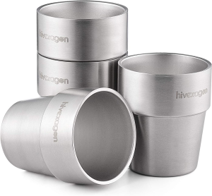 Xcellent Global 300Ml Stainless Steel Tumbler Set of 4 Double Walled Cups – Perfect for Cold Drinks – Dishwasher Safe