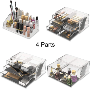 Readaeer Makeup Cosmetic Organizer Storage Drawers Display Boxes Case with 12 Drawers (Clear)