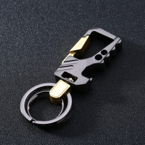 Key Chain Bottle Opener – Heavy Duty Car Keychain Organizer with 2 Size Extra Key Rings, Metal Zinc Alloy, Business Men and Women