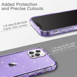 Jetech Glitter Case for Iphone 12/12 Pro, 6.1-Inch, Bling Sparkle Shockproof Phone Bumper Cover, Cute Sparkly for Women and Girls (Light Purple)