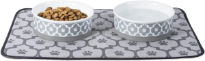 DII Bone Dry Lattice Ceramic Pet Bowl for Food & Water with Non-Skid Silicone Rim for Dogs and Cats (Large – 7.5″ Dia X 4″ H) Gray – Set of 2