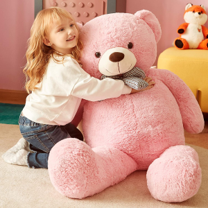 IKASA Giant Teddy Bear Stuffed Animal Plush Toy,Large Cute Jumbo Soft Toys,Huge Big Size Plushy Fluffy Fat Oversized Plushie,Gifts for Kids Girls Boys Girlfriend (120Cm,Pink)