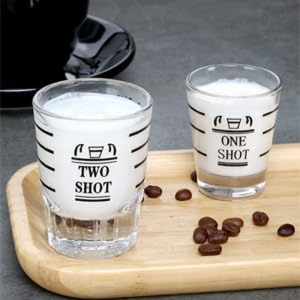 Ncnnwovf Shot Glasses Measuring Cup Espresso Shot Glass Liquid Heavy Glass Wine Glass 2 Pack 26-Incremental Measurement 1Oz, 6 TSP, 2 TBS, 30Ml (2 Pack-45Ml)