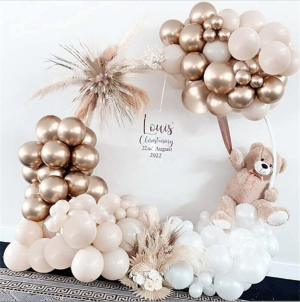 LDFWAYAU 153Pcs Pearl White & Gold Balloon Garland Arch Kit Latex Party Balloons Wedding Birthday Party Decorations (Q31B)