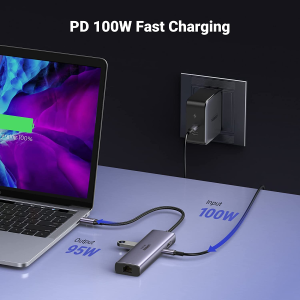 UGREEN USB C Hub with Ethernet Port, 7-In-1 Multiport Adapter, 4K@60Hz HDMI to USB C, 100W PD, SD/TF Card Reader, 2 USB 3.0 Ports, Macbook Docking Station Compatible with Mac M1, M2, Ipad, Steam Deck