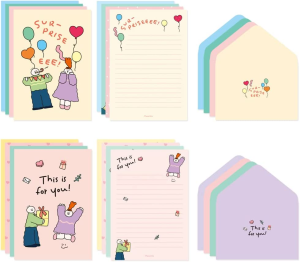 Monolike Happy and Lucky Birthday Letter Paper and Envelopes Set – 8Type, 32 Letter Paper + 16 Envelopes