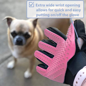 Zenify Cat Hair Remover Grooming Glove Mitt for Deshedding Fur from Cats, Kittens, Rabbits, Guinea Pigs (Light Pink – Right Handed)