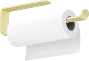 YOZOTI Paper Towel Holder under Cabinet, Wall Mount under Counter Paper Towel Holder, Self Adhesive or Drilling, Hanging Paper Towel Rack for Kitchen, Bathroom, RV (Brushed Gold)