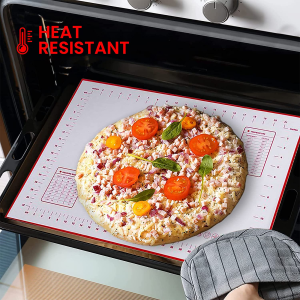 Silicone Baking Mat, Large Premium Kitchen Mat with Measurements, 40 X 60 Cm Silicon Baking Mat, Oven Liner, Pizza Oven Tools, Fondant Tools, Red Silicone Baking Mat Large.