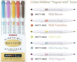 Zebra Mildliner Highlighter Pen Set, 25 Pastel Color Set