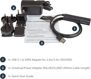 Startech.Com USB to SATA Adapter Cable – 2.5In and 3.5In Drives – USB 3.1-10Gbps – External Hard Drive Cable – Hard Drive Adapter Cable (USB312SAT3)