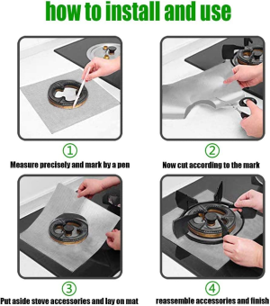 T Tersely 8-Pack Reusable Non-Stick Foil Gas Hob Range Stove Top Burner Protectors Liner Cover (0.2MM), Stove Burner Covers, Stovetop Protector,Gas Cooktop Clean Mat Pad, Easy to Clean(Silver)