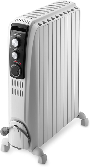 De’Longhi Dragon4 2400W Oil Column Heater with Manual Timer, Low Temperature Surface and Thermal Switch Off, Eco plus Function TRD42400MT, White