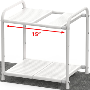 Simplehouseware under Sink 2 Tier Expandable Shelf Organizer Rack, White (Expand from 38 to 63.5 Cm)