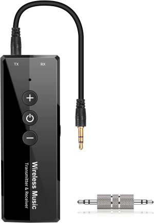 Upgrade Bluetooth 5.2 Transmitter Receiver, Aptx Low Latency, Rechargeable 3.5Mm AUX Bluetooth Audio Transceiver Adapter, Bluetooth Transmitter for TV Gym Airplane to 2 Bluetooth Headphones Speakers, Bluetooth Audio Receiver for Car Home Stereo System