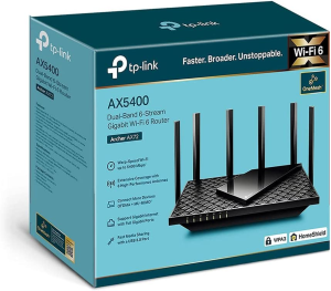 Tp-Link AX5400 Dual-Band Gigabit Wi-Fi 6 Router, Dual Band Gigabit Wi-Fi 6 Router, Dual-Band, MU-MIMO, OFDMA, Onemesh Supported, App Control, Security Services (Archer AX72) AU Version