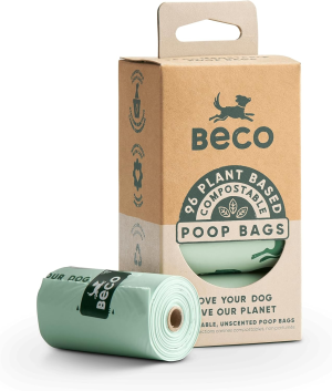 Beco Dog Travel & Hygiene Home Compostable Dog Poop Bags 48Pk Made from Recycled Plastic