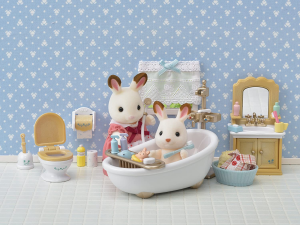 Sylvanian Families 5339 Comfy Living Room Set Accessories & 5286 Country Bathroom Set Furniture Toy