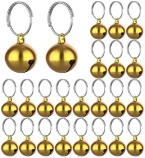 Weyeena 24 Sets Cat Bells, Pet Cat and Puppy Dog Collar Bells, Pet Pendant Bells, DIY Crafts Bells (Gold Color)