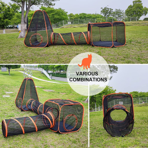 Portable Cat Playpen Outdoor Enclosures -6 in 1 Folding Play Tent Tunnel Cube Compound Pet House for Cat Puppy Dog Rabbit