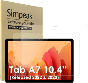 Simpeak [2-Pack] Screen Protector Compatible with Samsung Galaxy Tab A7 10.4″ 2023/2022/ 2020, Tempered Glass Screen Protectors for Samsung Tab A7 10.4 Inch SM-T509/ T500/ T505 Film Clear [9H Hardness]