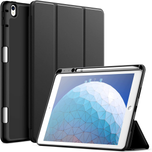 Jetech Case for Ipad Air 3 (10.5-Inch 2019, 3Rd Generation) and Ipad Pro 10.5 with Pencil Holder, Slim Tablet Cover with Soft TPU Back, Auto Wake/Sleep (Black）