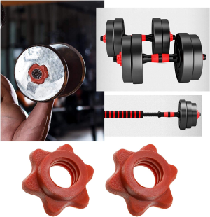 4X 25Mm Barbell Bar Hex Nuts 1 Inch Red Spin-Lock Collars Fitness Equipment Accessories for Lifting Barbells Dumbbell Bars