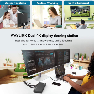 WAVLINK Universal USB-C&USB 3.0 Laptop Docking Station with Single 5K/ Dual 4K Video Outputs,Support for Specific Windows,Xp and Mac OS(2 DP,2 Hdmi,Lan,Audio,6 USB 3.0 Port)-Not Support Charging PC