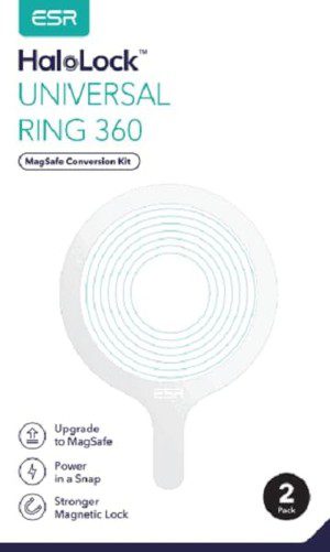 ESR Magnetic Ring 360 (Halolock), Magnetic Sticker Designed for Magsafe, Universal Conversion Kit for Iphone 15/14/13/12/11/X Series, Galaxy S23/S22/S21/20 and More, 2 Pack, White