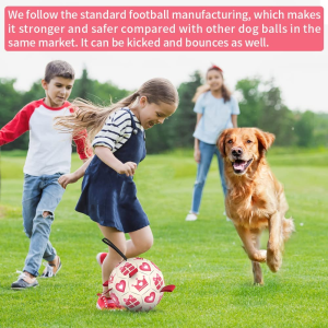 QDAN Pink Dog Toys Soccer Ball with Straps,Interactive Dog Toys for Tug of War,Puppy Birthday Gifts,Dog Tug Toy,Dog Water Toy,Durable Dog Balls for Medium & Large Dogs（8 Inch）