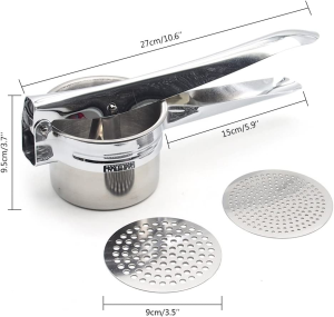 Stainless Steel Potato Ricer Manual Fruit Press Masher Vegetable Strainer Juicer Tool with 3 Ricing Discs