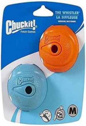 Chuckit! Whistler Ball, Assorted Orange & Blue, Medium 2.5″