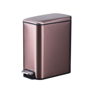 Smartbin 5L 5 Liter Stainless Steel Kitchen Trash Bin with Lid Bathroom Waste Paper Bin Toilet Bin Pedal Dust Bin Garbage Can Waste Office H29*W14*D23Cm Recycle Bin Inner Bucket Rectangular Brushed