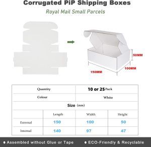 White Corrugated Cardboard Shipping Boxes, 150X100X50Mm (6″X4″X2″) Small Parcel Boxes, Packaging Mailing Boxes for Business, Posting, Small Packet Shipping, Storing or Gift(Pack of 25)