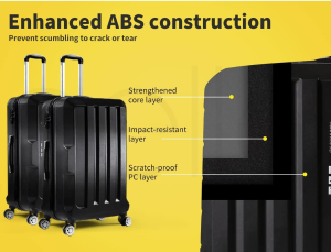 Slimbridge 24″ Luggage Lightweight Check in Travel Cabin Suitcase TSA Lock Black
