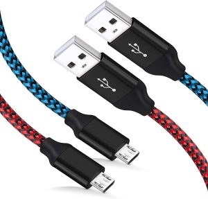 （2Pack ）Micro USB Cable 15Ft/5M, Extra Long Braided Andorid Charging Cords, Abetcabe 2Pack Colorful Micro USB to USB 2.0 for Android/Windows/Ps4/Samsung Galaxy S7 S6 plus S8 S9 S10 plus Note 8 9, LG G8 G7 V40 V20 V30, Gopro Hero 7 6 5, Moto,Nokia,Htc (Black Black)