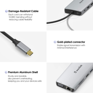 WAVLINK 12-In-1 USB C Hub/ Docking Station, Triple Display Type-C Adapter with 2X 4K HDMI and 1X 2K VGA Port, 100W PD3.0 Charging, Ethernet, Microsd and SD Card Reader, Audio Jack and 2 USB 3.0 & 2 USB2.0 Ports, for Windows/Mac and More