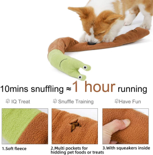 TOTARK Treat Dispensing Snail Snuffle Toys Squeaky Dog Puzzle Birthday Interactive Dog Toy for Foraging Instinct Training, Enrichment Plush Toys Chew Teething Soft Puppy Toy Brain Games for Boredom