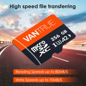 Vantrue 256GB Microsdxc UHS-I U3 4K UHD Video High Speed Transfer Monitoring SD Card with Adapter for Dash Cams, Body Cams, Action Camera, Smartphone, Tablet, Surveillance & Security Cams