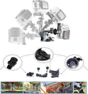 VVHOOY Action Camera Accessories Kit Compatible with AKASO EK7000 Gopro Hero 12 11 10 9 8 7 APEMAN DBPOWER Osmo Dragon Touch, Brave 4 Brave 7 LE Chest Mount Suction Cup Selfie Stick Head Strap