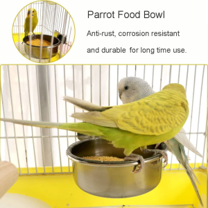 Tfwadmx 2 Pack Bird Feeding Dish Cups, Parrot Food Bowl Clamp Holder – Stainless Steel Coop Cup, Bird Cage Water Bowl for Parakeet African Greys Conure Cockatiels Lovebird Budgie Chinchilla