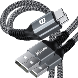 Brexlink USB C Fast Charging Cable(3A), USB C to USB a Charger (2 Pack), Nylon Braided Fast Charging Cord for Samsung Galaxy S10 S9 S8 Note 9, Pixel, LG V30 G6 (3 Meters, Black)