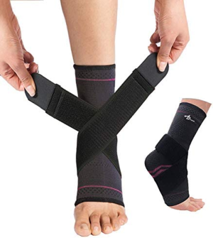 JUPITER Foot Sleeve (Pair) with Compression Wrap, Ankle Brace for Arch, Ankle Support, Football, Basketball, Volleyball, Running, for Sprained Foot, Tendonitis, Plantar Fasciitis